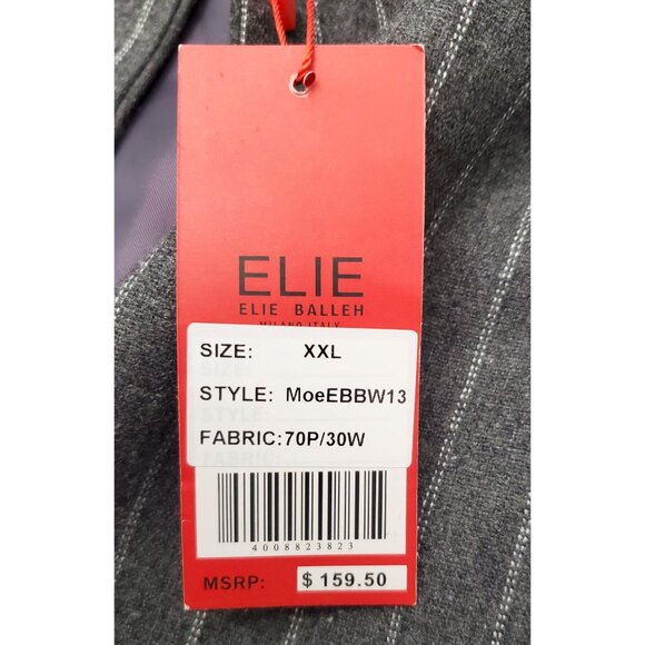 Elie Balleh Mens Grey Chalk Stripe Single Button Sport Coat Blazer Jacket XXL - Picture 4 of 9